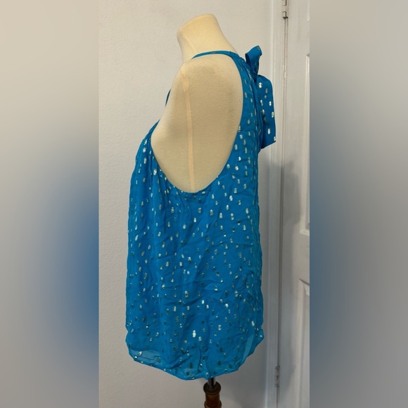 LILLY PULITZER Rori Halter Top Cumulus Blue Metallic Dressy Preppy NWT XL *FLAW - Picture 2 of 12